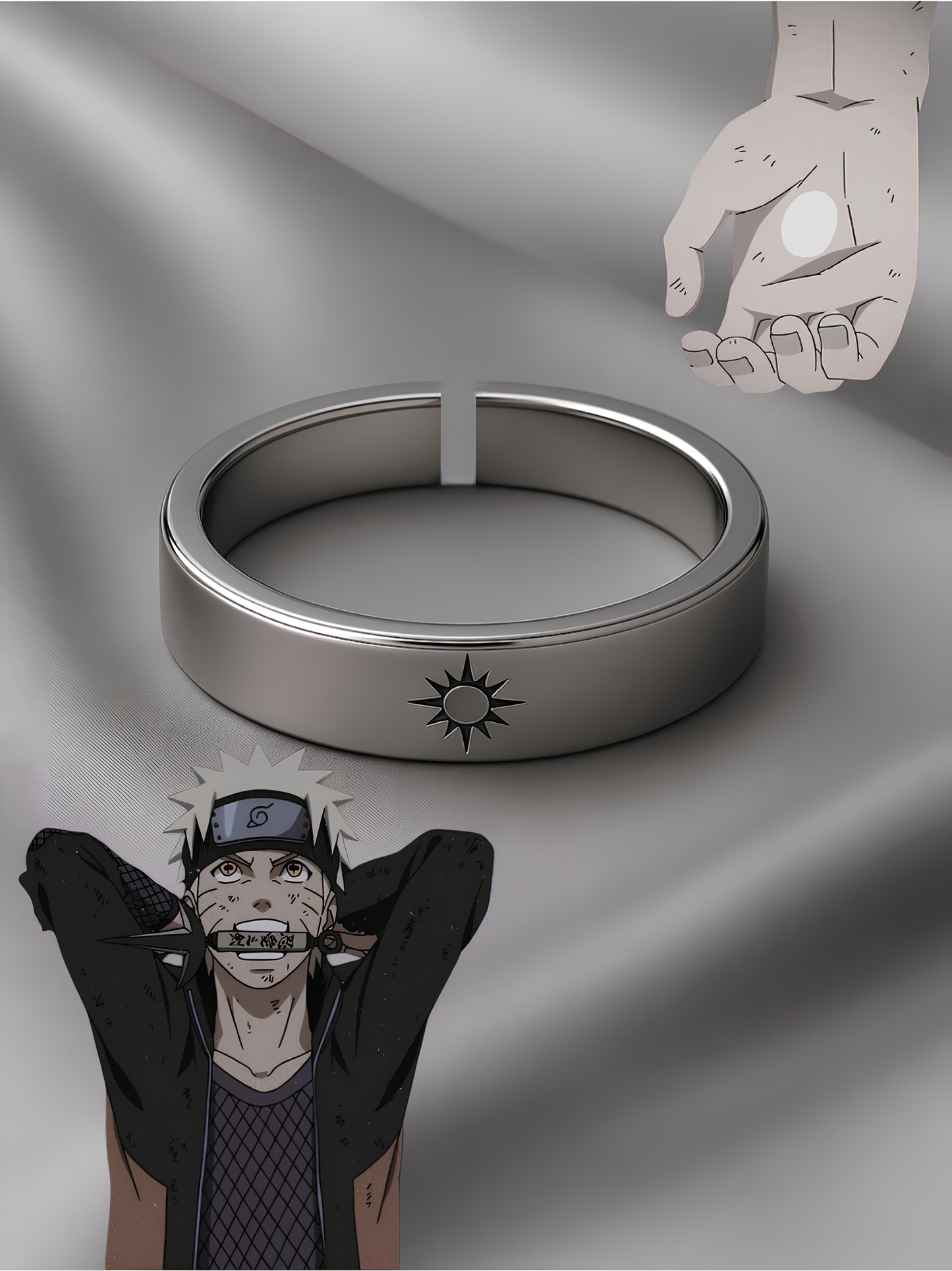 Naruto and Sasuke Yin and Yang Matching Rings
