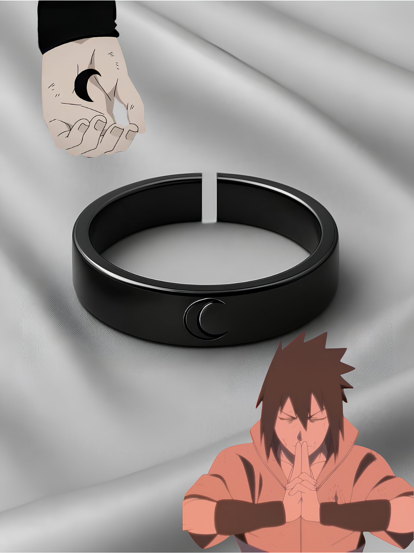 Naruto and Sasuke Yin and Yang Matching Rings