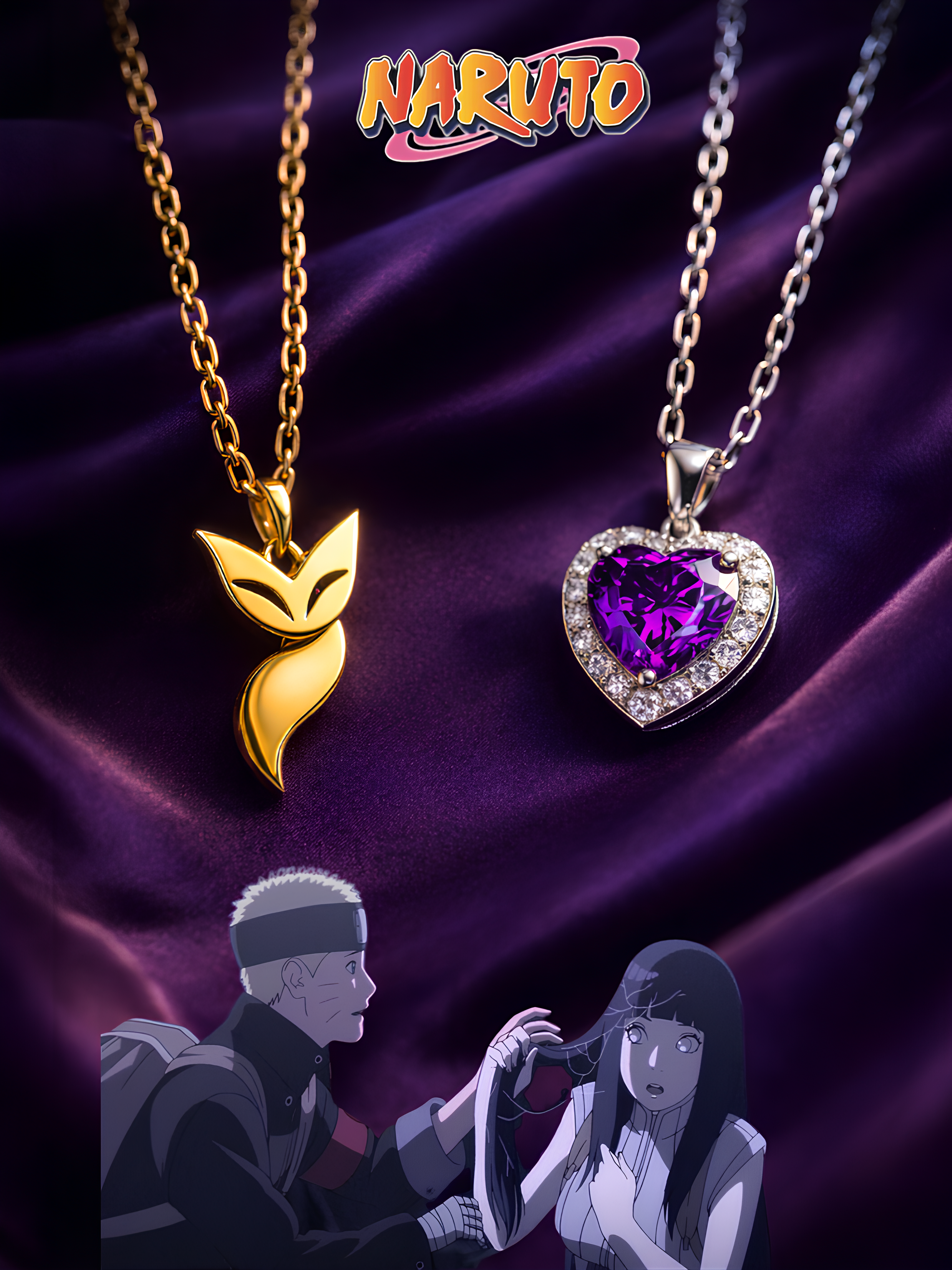 Naruto and Hinata Couple Necklaces – Amai Bonds