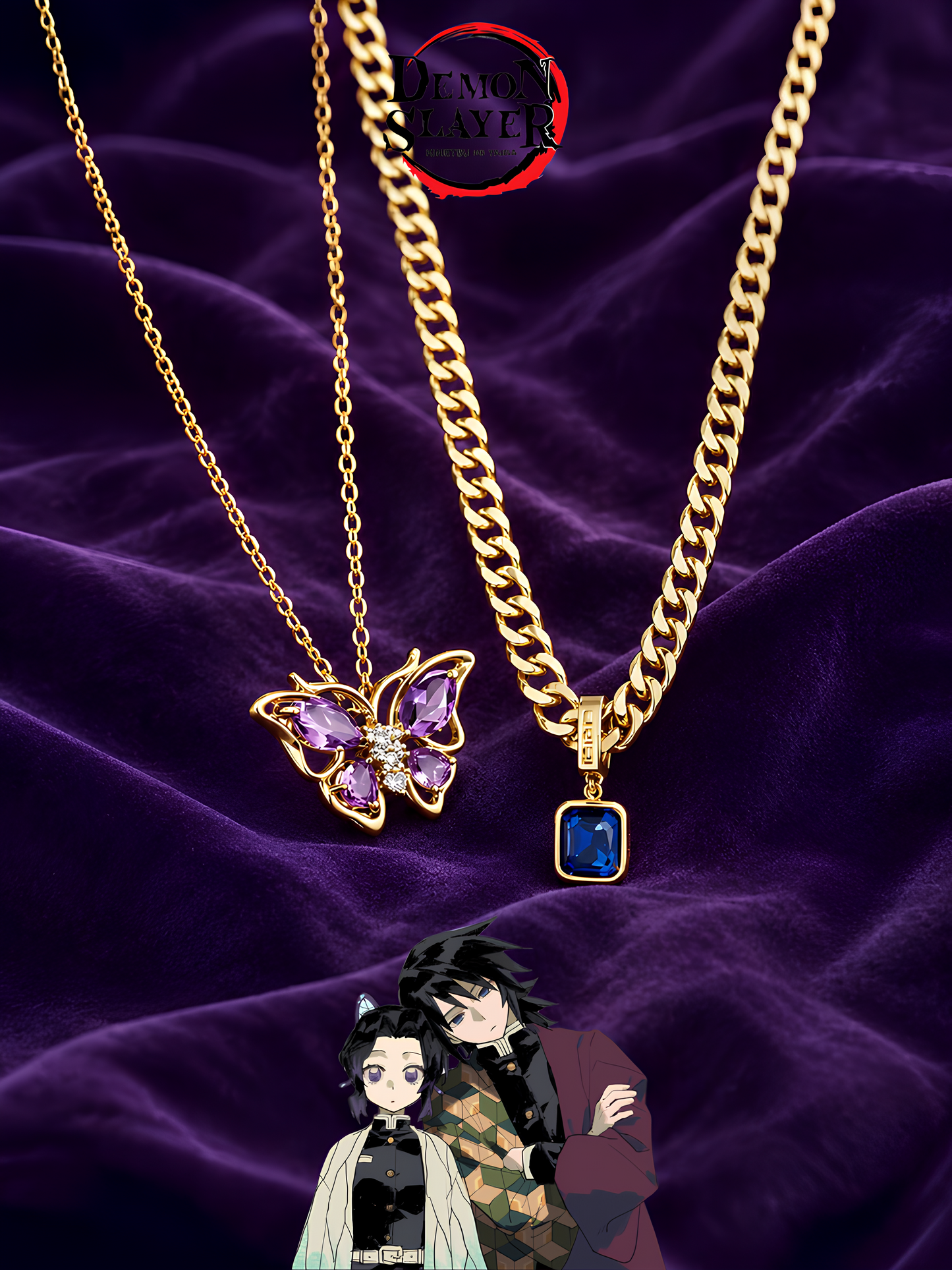 Shinobu and Giyu Couple Necklaces