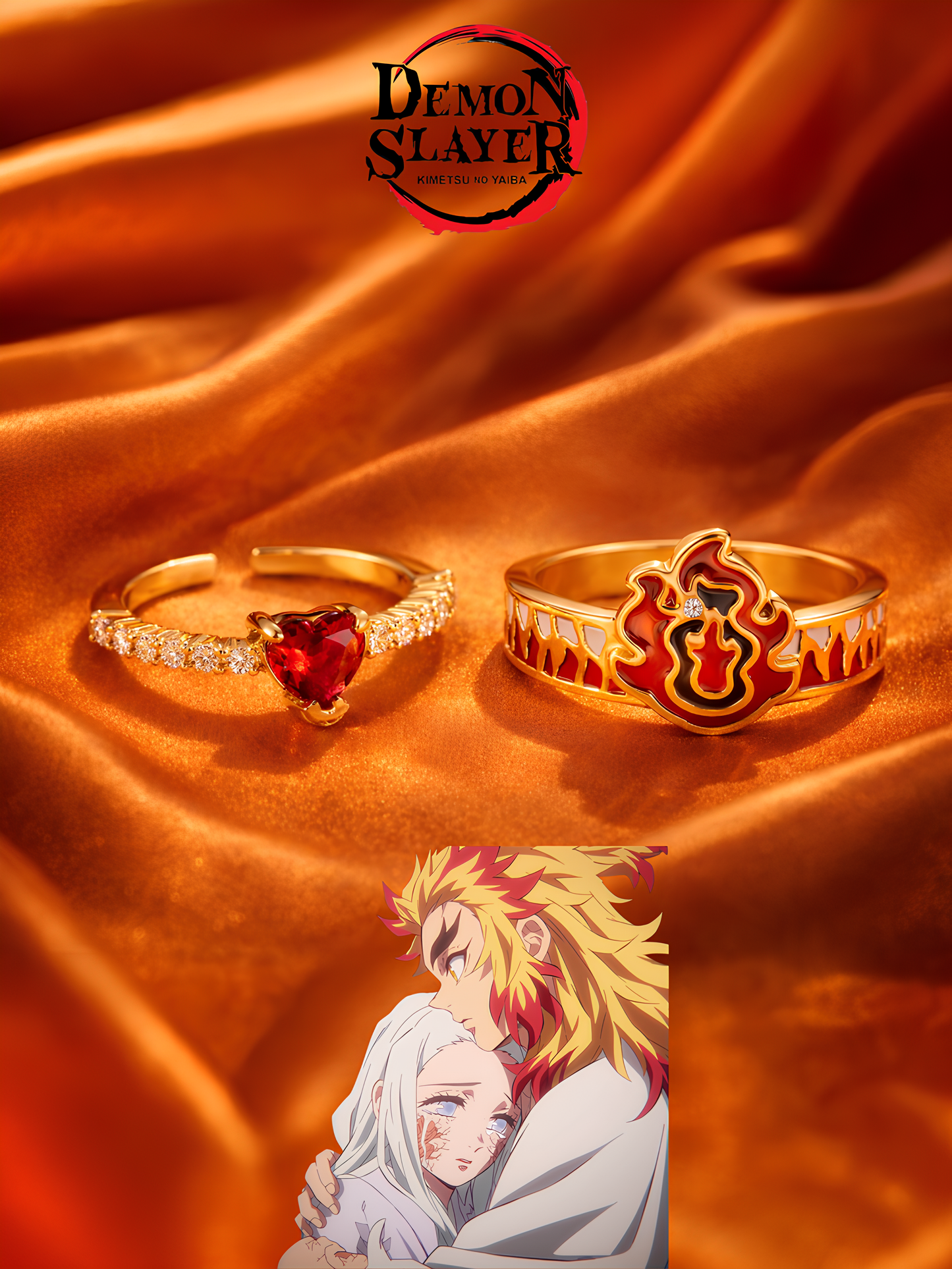 Rengoku Fire Bond Couple Rings
