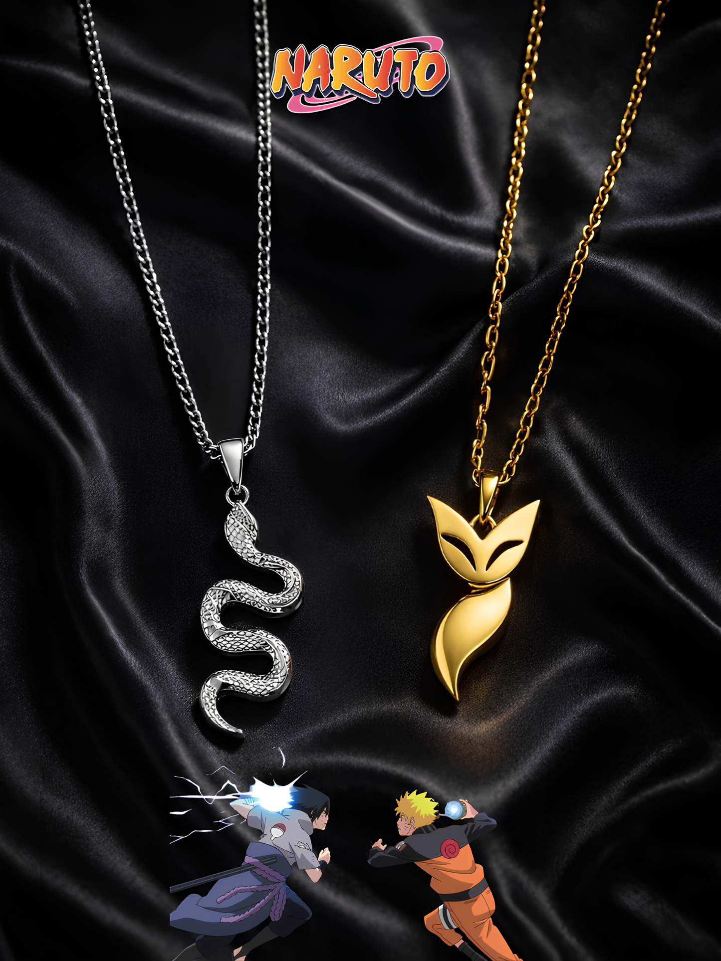 Naruto and Sasuke Matching Necklaces