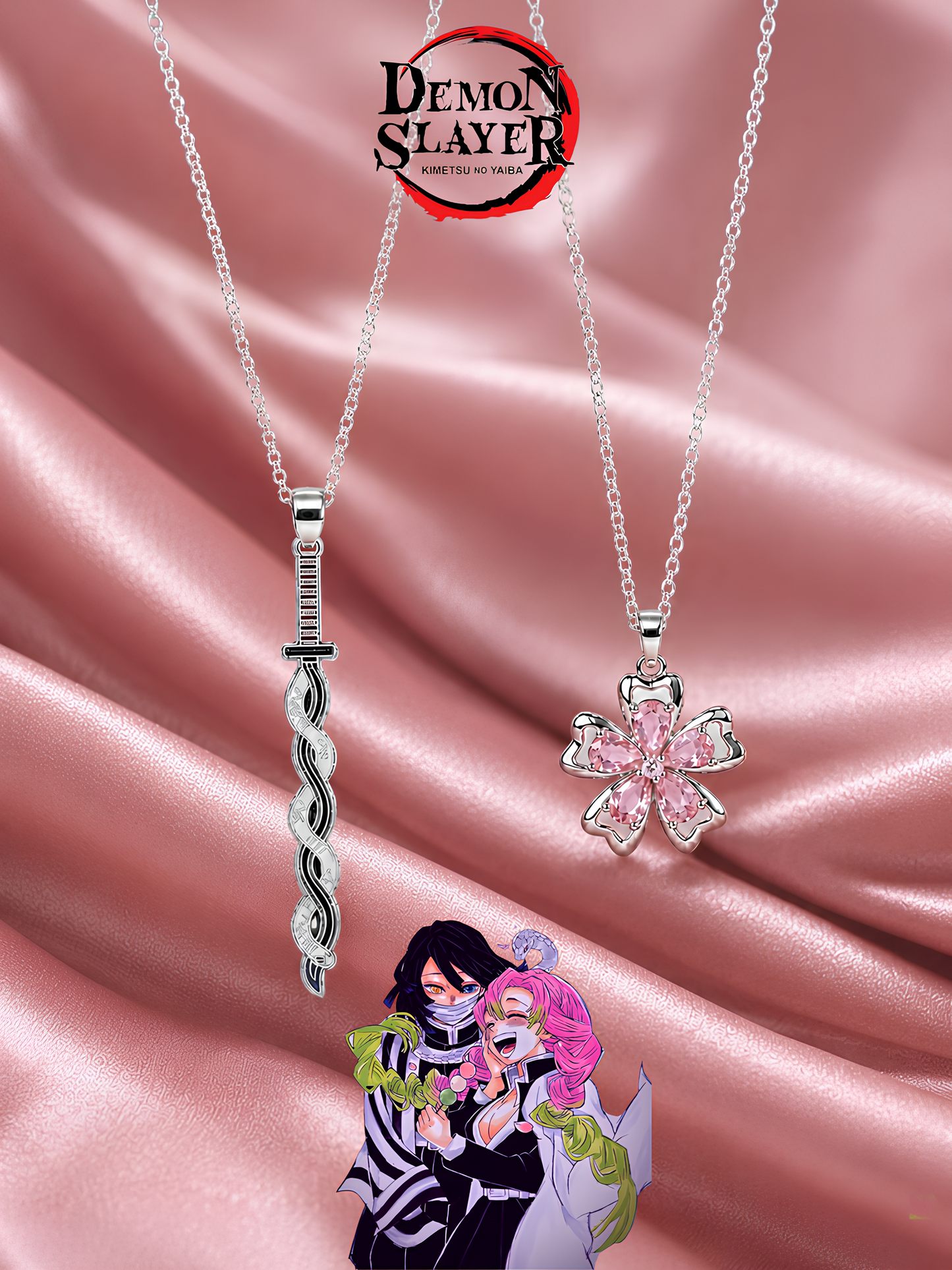 Obanai and Mitsuri “Love Coil” Couple Necklaces