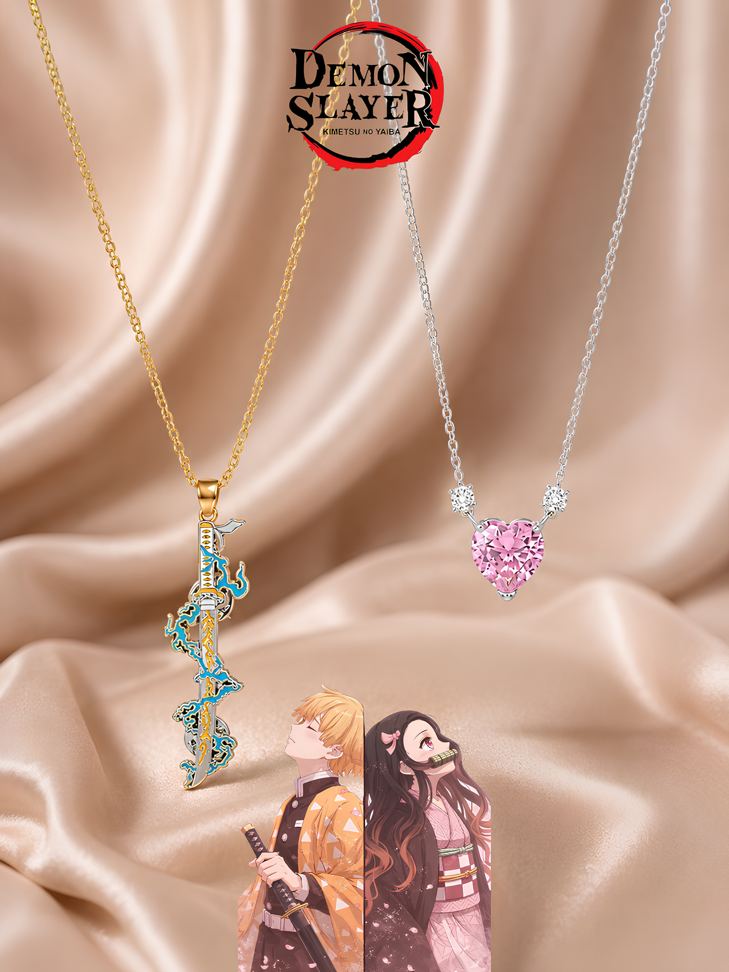 Zenitsu and Nezuko “Sweet Thunder” Couple Necklaces