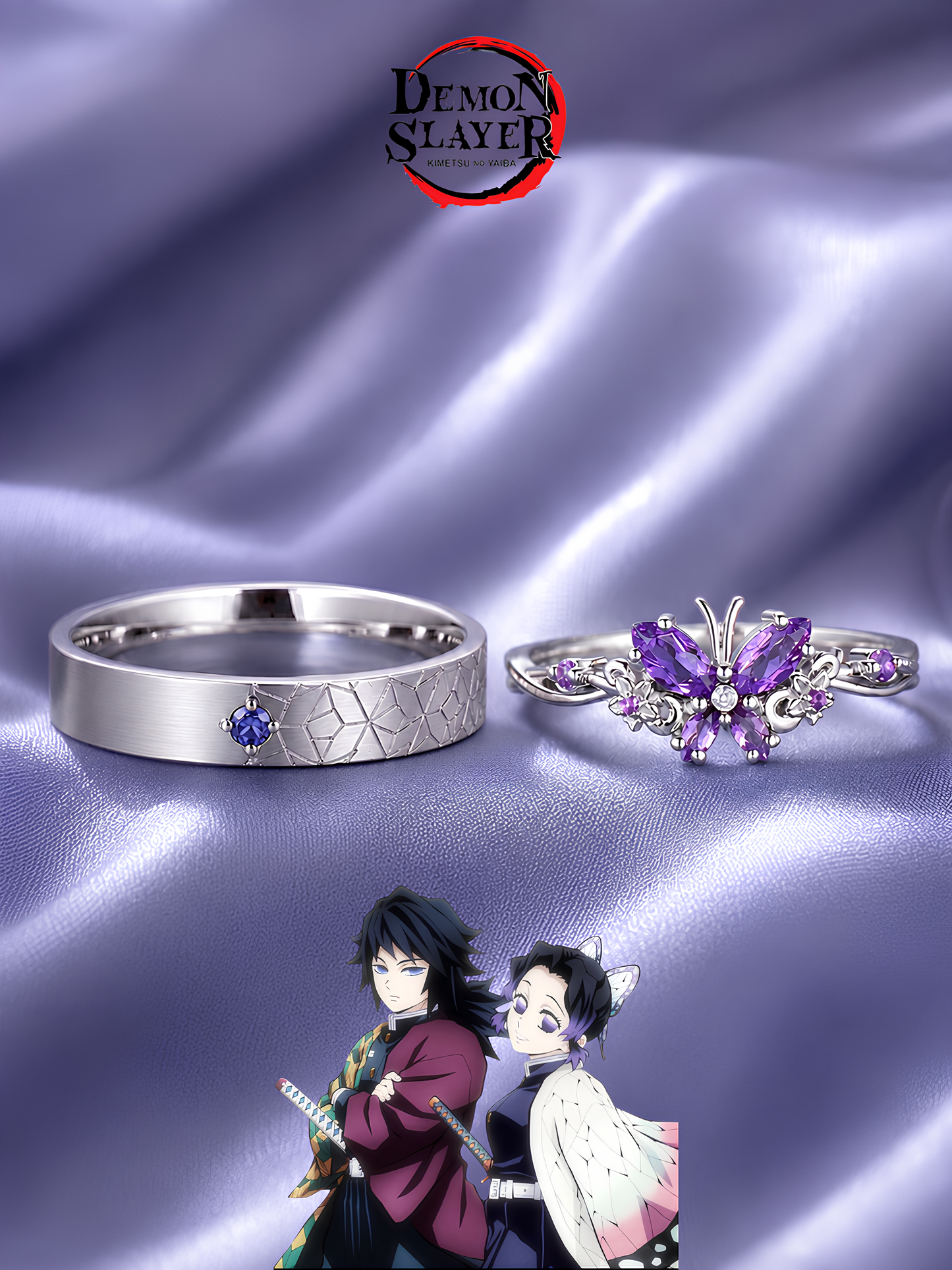 Giyu and Shinobu "Butterfly" Couple Rings