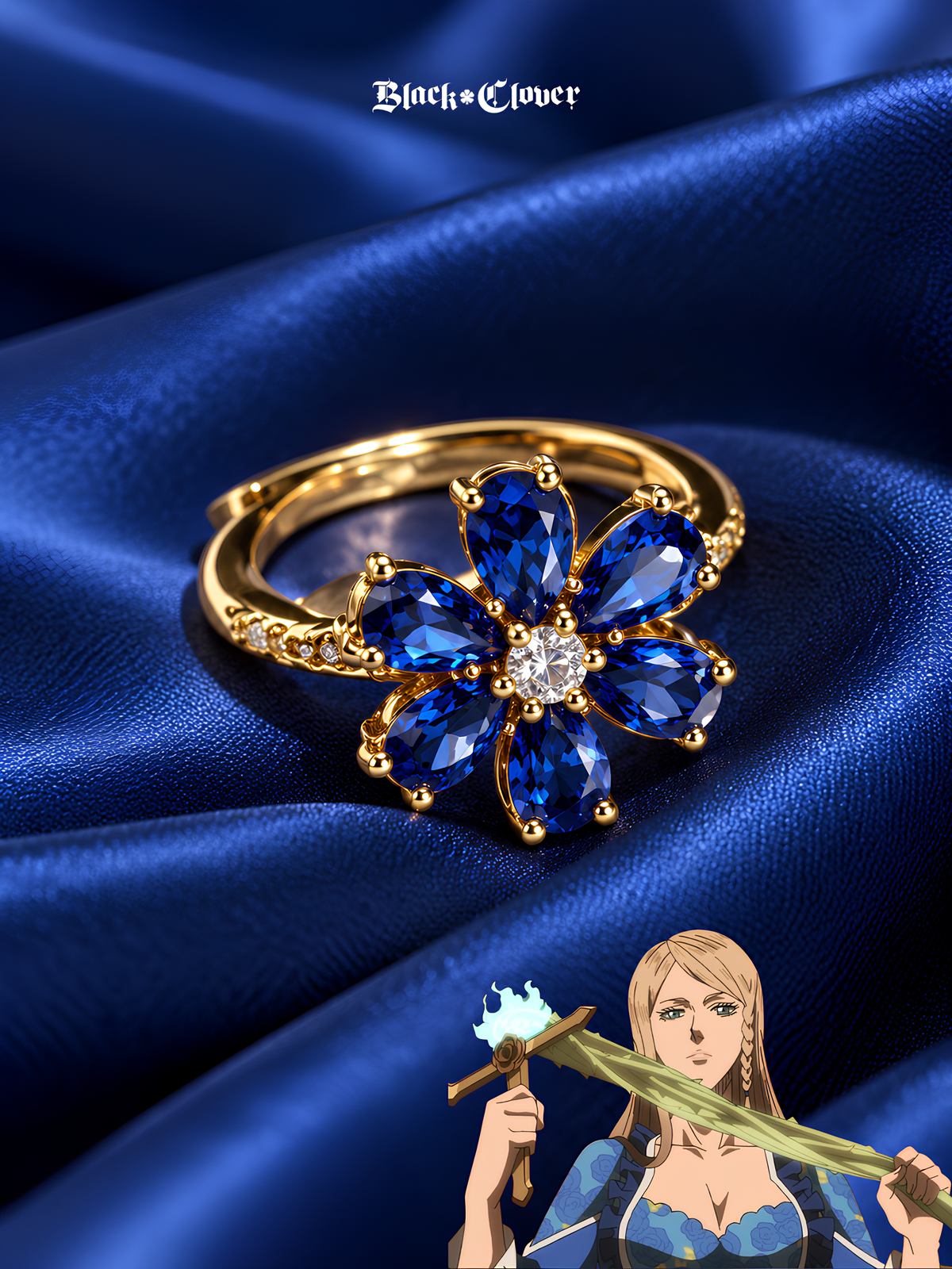 Charlotte Blue Rose Ring