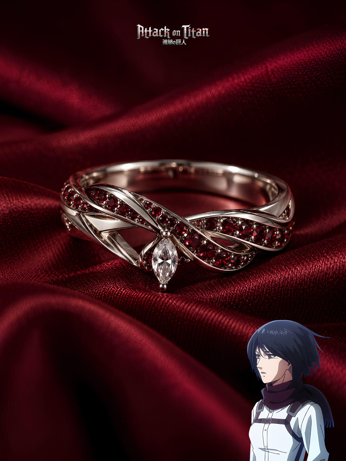 Mikasa Red Scarf Ring
