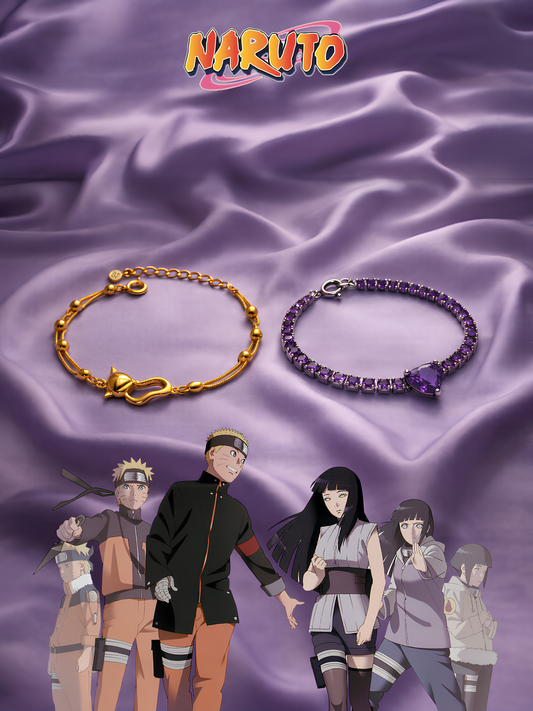 Naruto and Hinata "Kyuubi & Byakugan Heart" Couple Bracelets