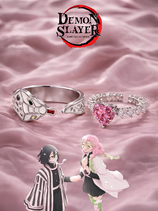 Obanai and Mitsuri "Love" Couple Rings