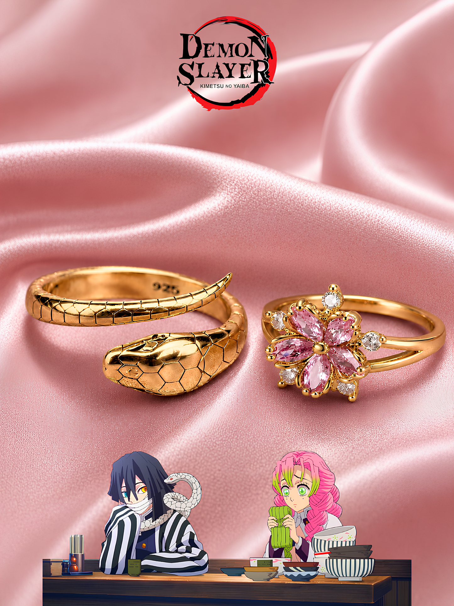 Obanai and Mitsuri Couple Rings