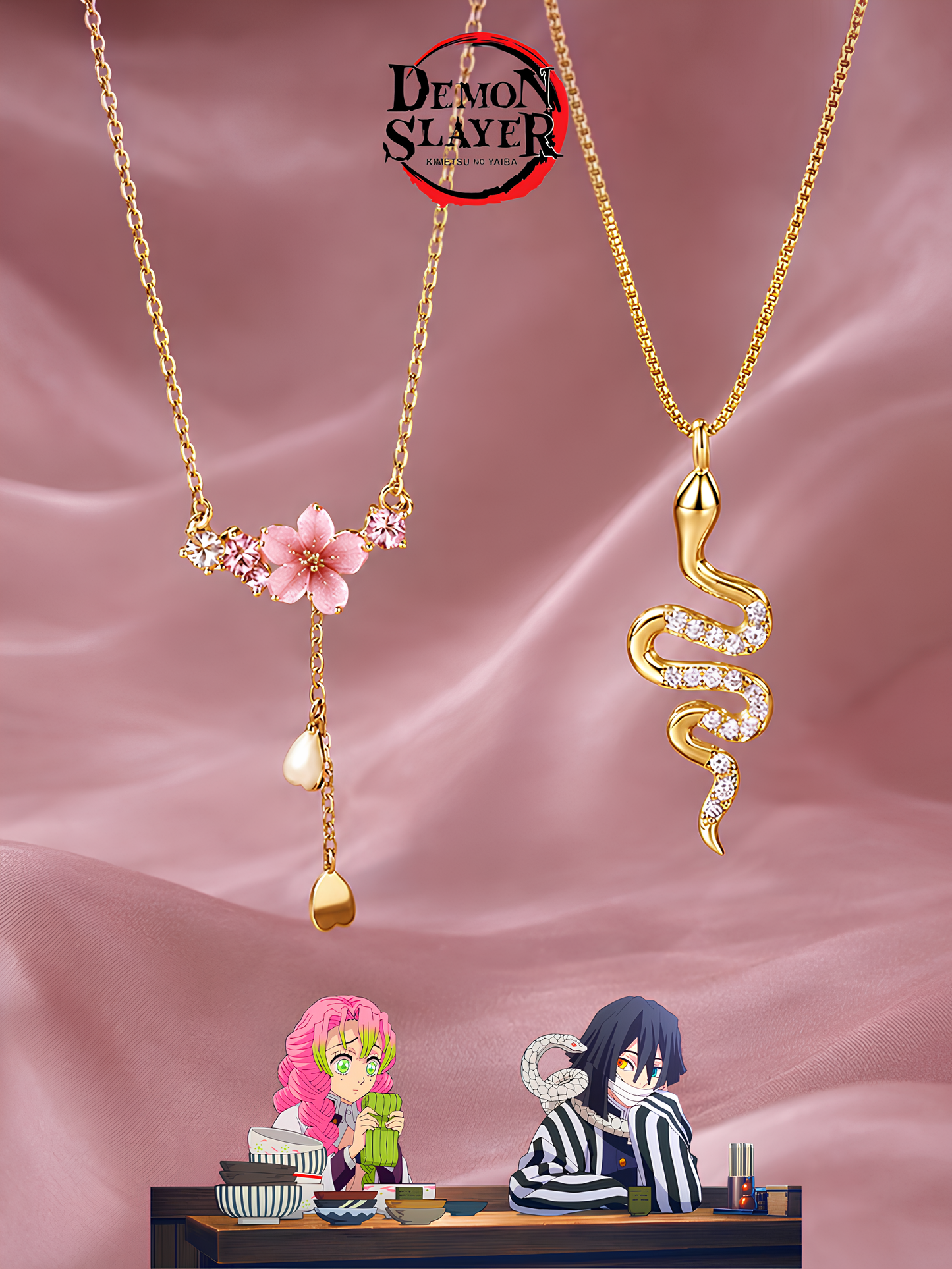 Obanai and Mitsuri Couple Necklaces