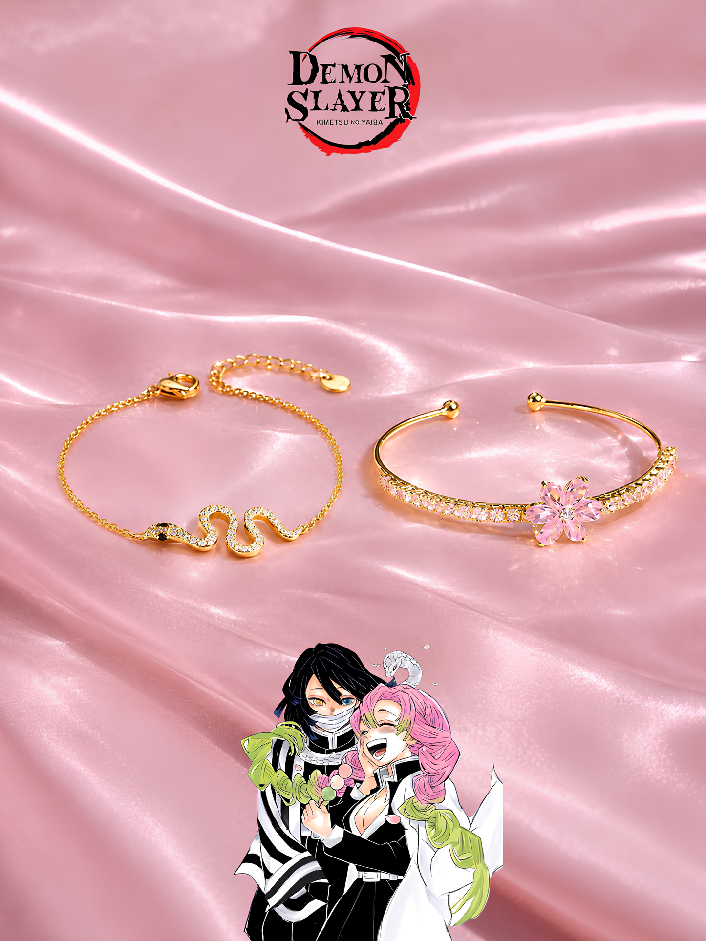 Obanai and Mitsuri "Blossom" Couple Bracelets