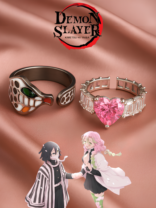 Obanai and Mitsuri "Love" Couple Rings