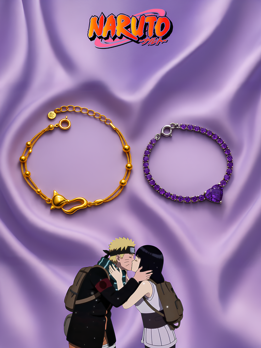 Naruto and Hinata "Kyuubi & Byakugan Heart" Couple Bracelets