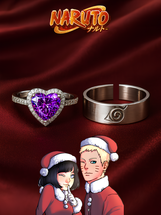 Naruto and Hinata "Hokage & Princess" Couple Rings Christmas Edition