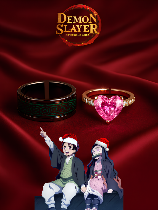 Tanjiro and Nezuko Matching Rings Christmas Edition