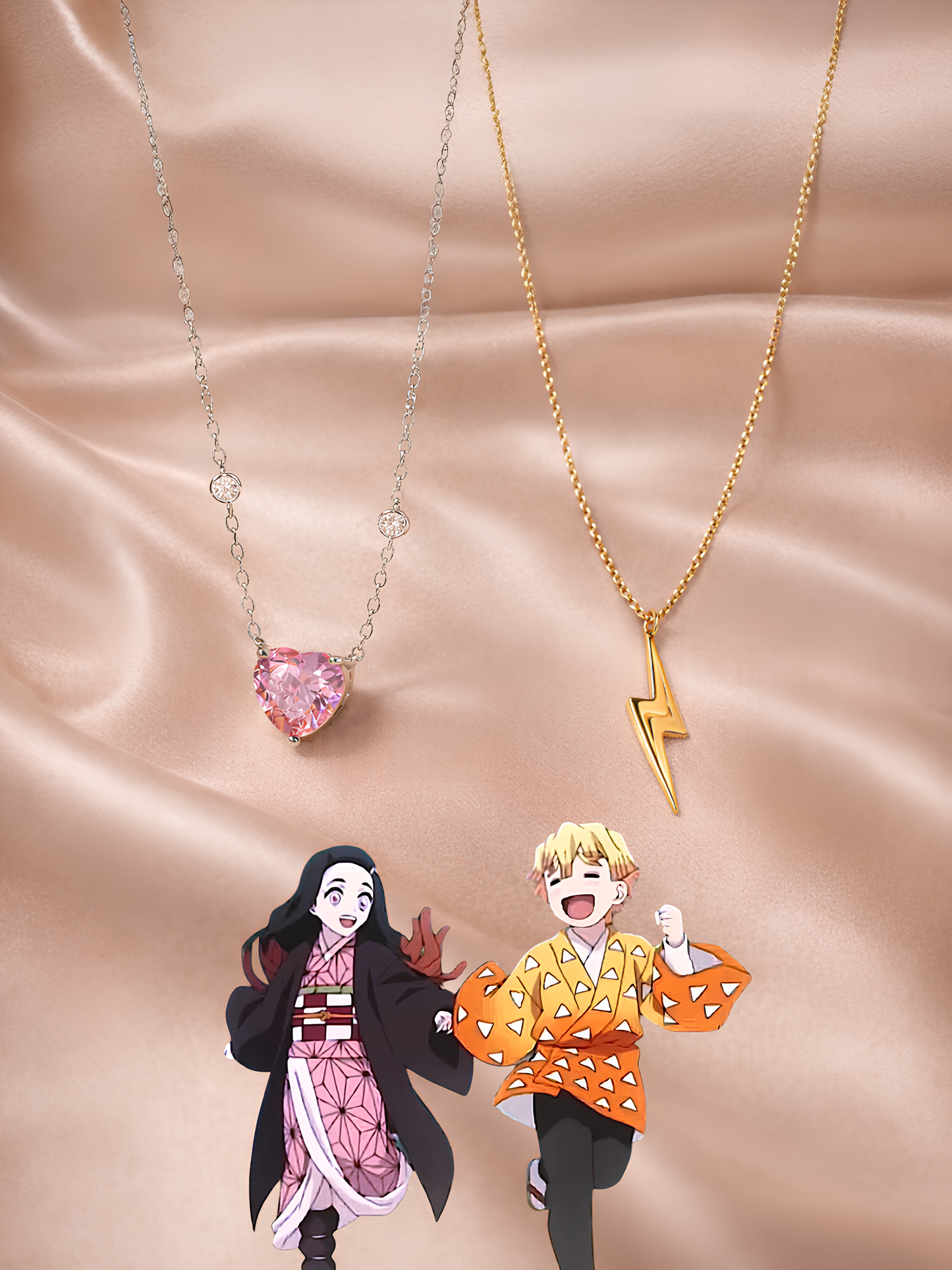 Nezuko and Zenitsu Couple Necklaces