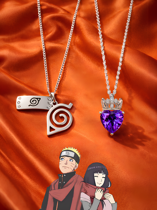 Naruto and Hinata "Hokage & Princess" Couple Necklaces