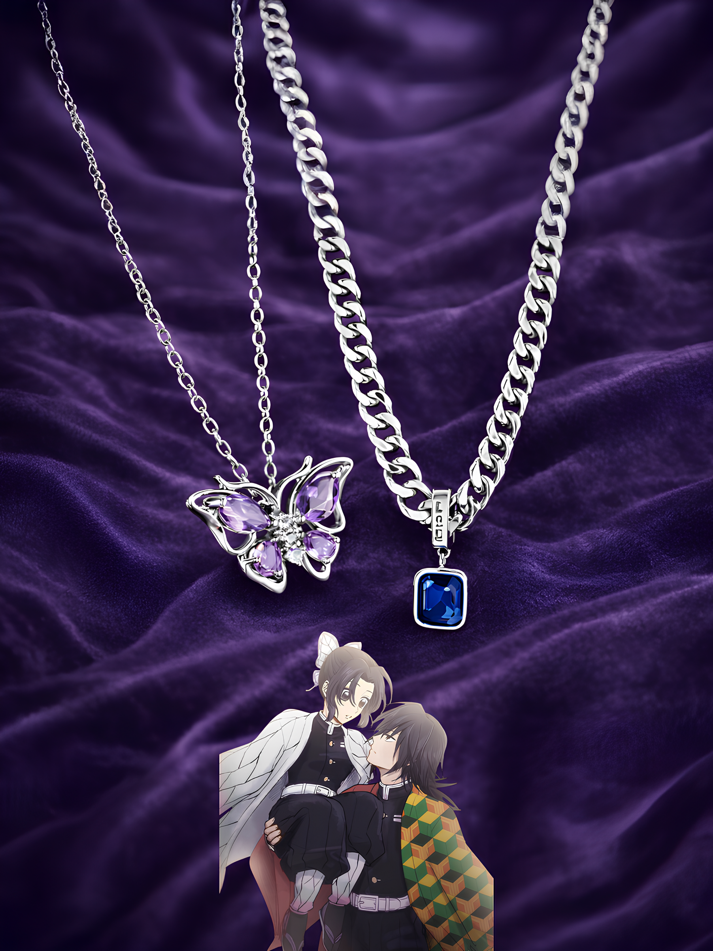 Shinobu and Giyu Couple Necklaces