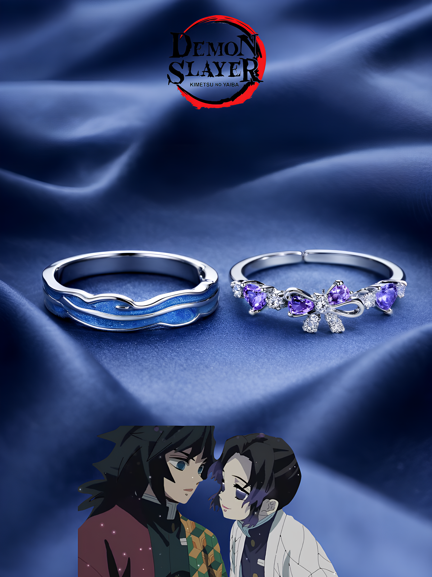 Shinobu and Giyu "Wavelength" Couple Rings