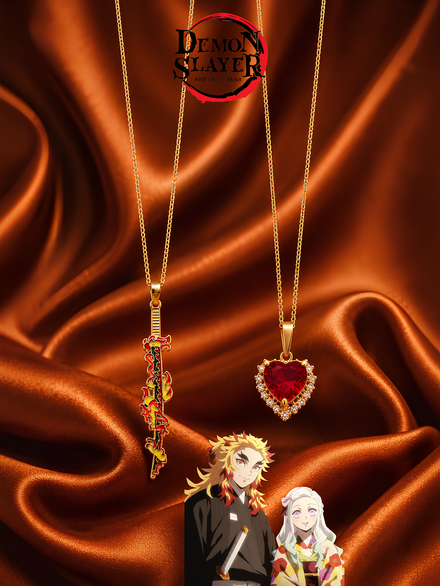 Rengoku Fire Bond Couple Necklaces