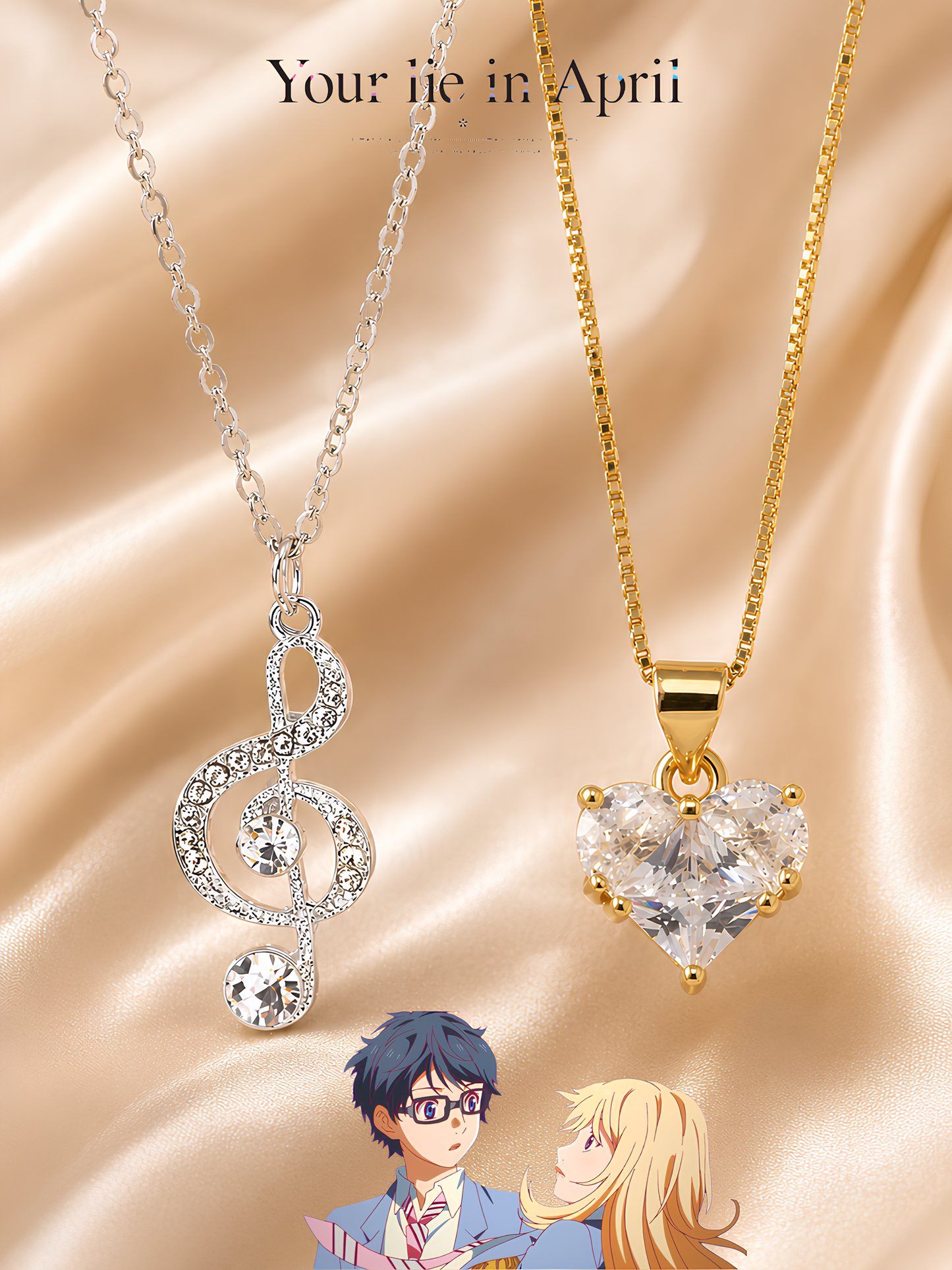 Kousei and Kaori Couple Necklaces