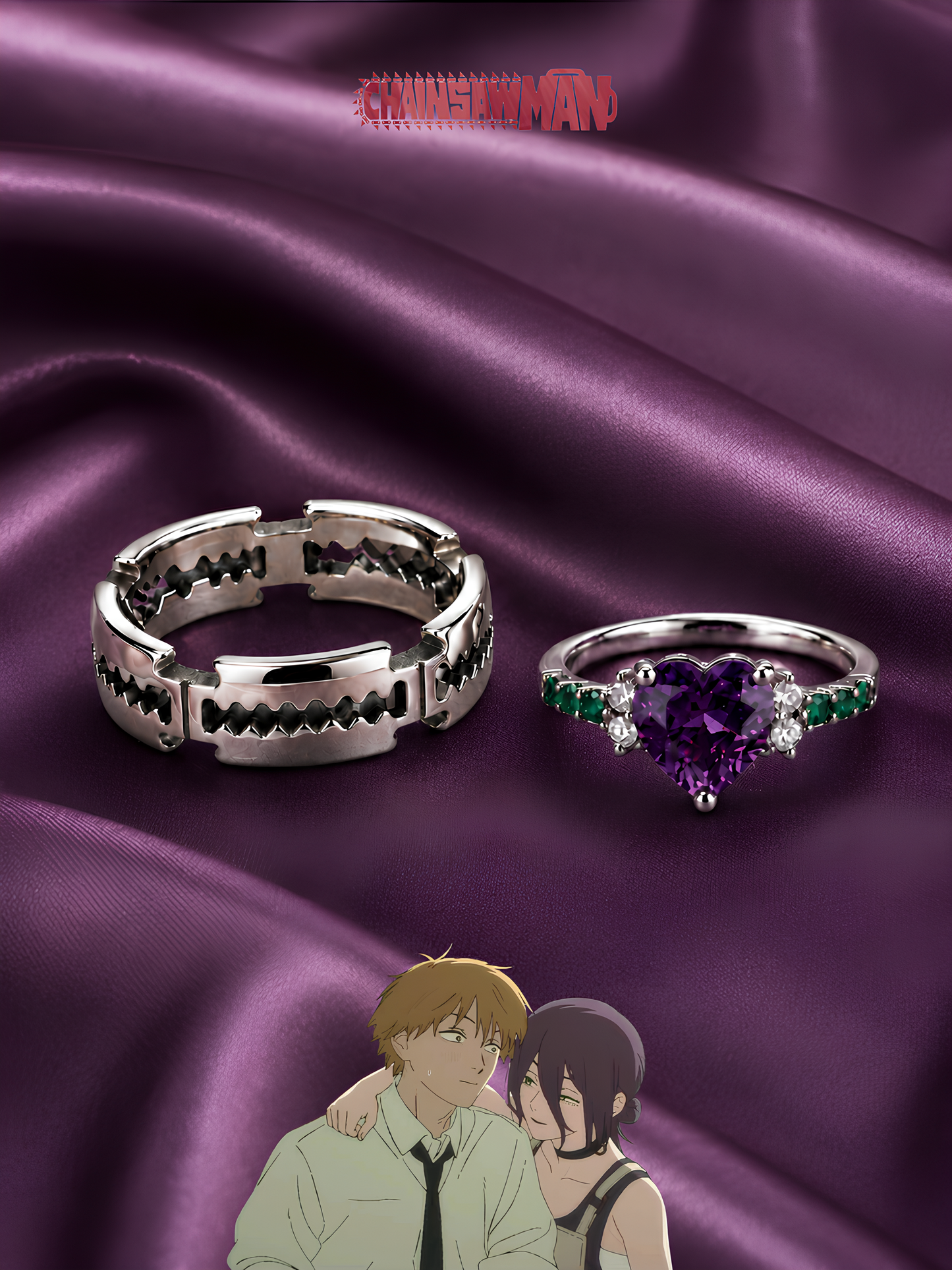 Denji and Reze Couple Rings