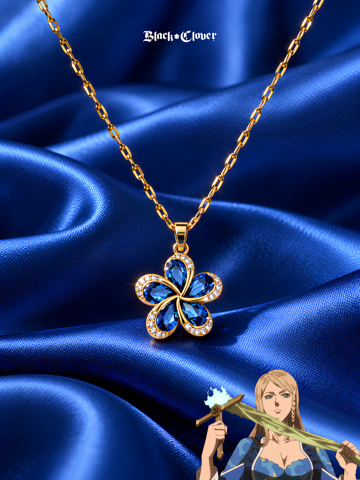 Charlotte Blue Rose Necklace