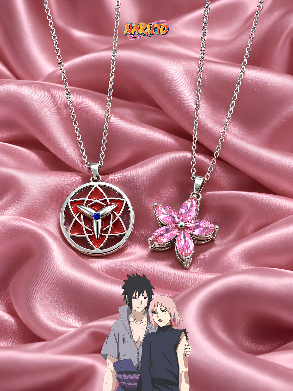 Sasuke and Sakura Uchiha Blossom Couple Necklaces